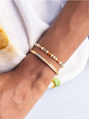 Elegant Pig & Hen Handcrafted Maya Lou Bracelet - Ivory/Gold - NWT